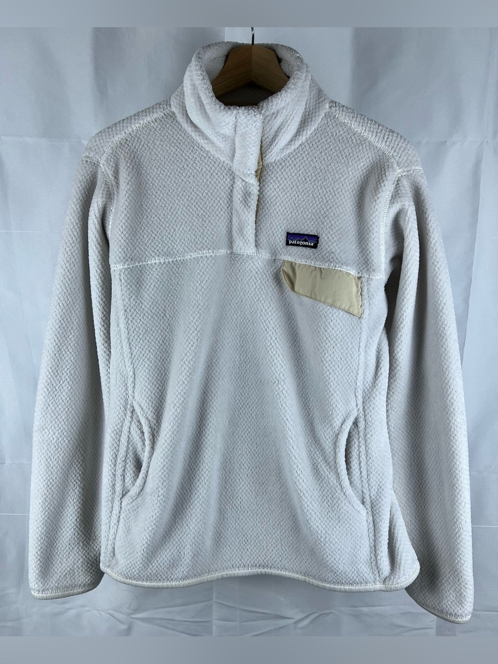 Patagonia Jacket Women L White Snap T Fuzzy Fleece Preppy Pullover Outdoor 25442